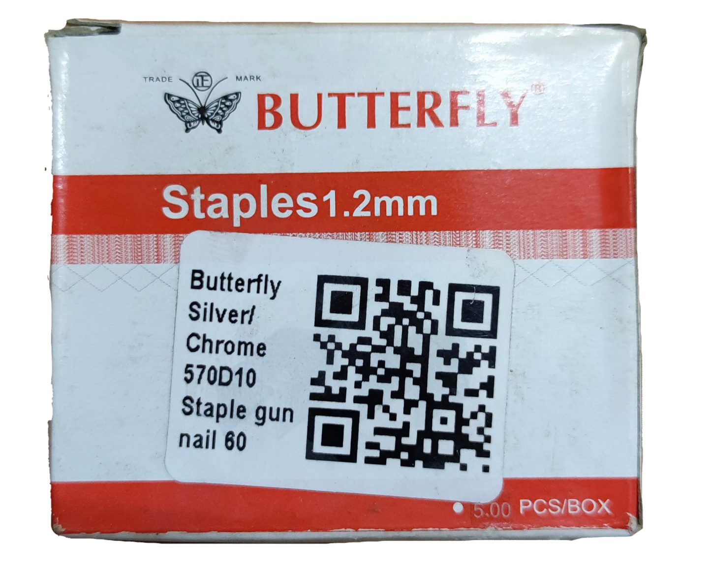Butterfly staples box 1.2mm silver chrome for staple gun 500pcs box staple wires packaging