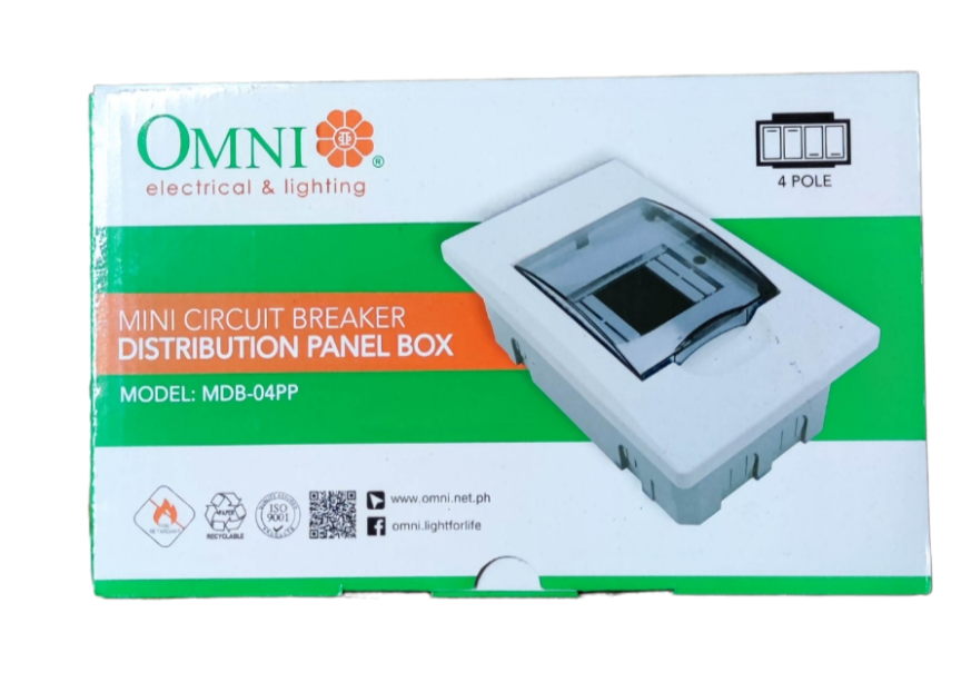 Omni 4 Ways Distribution Panel Box MDP-04PP Recessed Type Distribution Panel for Miniature Circuit Breaker