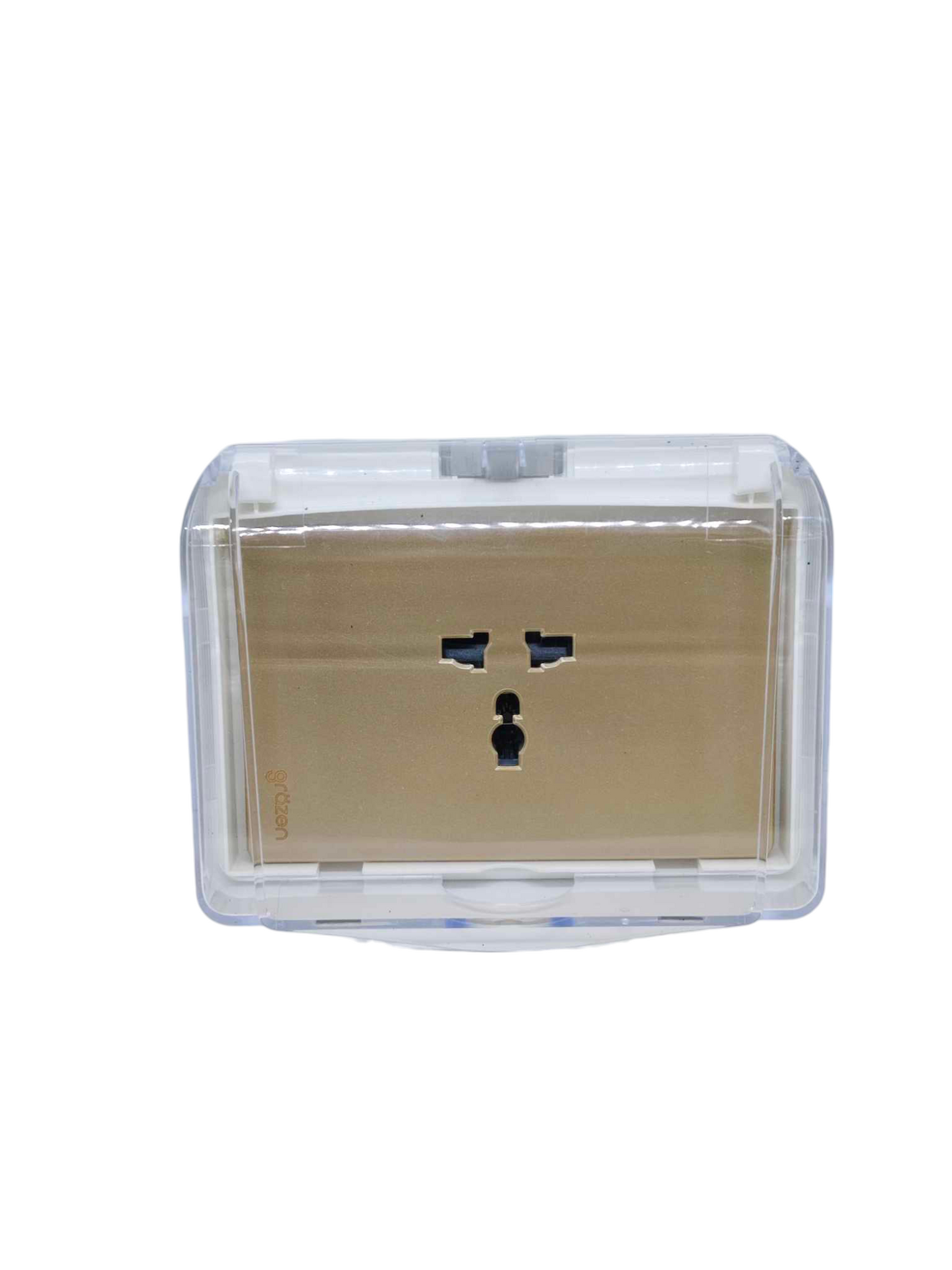 Grazen Weatherproof Cover Transparent with 1 Gang Universal Outlet with Ground 16A 220V WC-019-W+GW-012