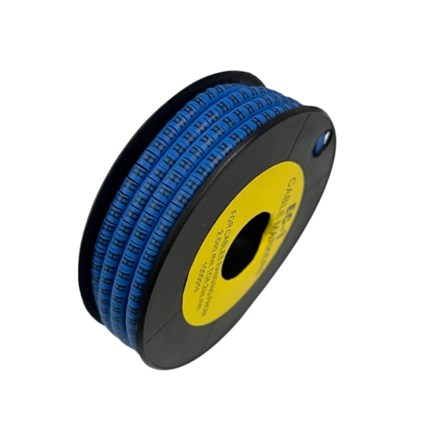 Grippes Cable Marker Blue - H on a spool for organizing and identifying cables