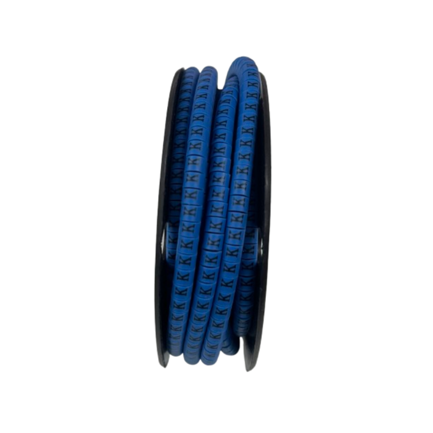 Cable Marker Blue - K for organizing cables, featuring a durable design and clear markings