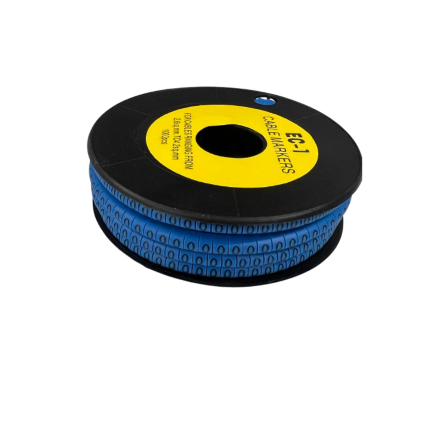 Grippes Cable Marker Blue - O on a spool designed for efficient cable management