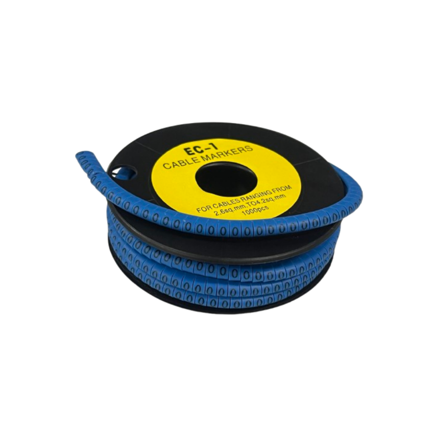 Grippes Cable Marker Blue - O on a spool for organized cable management and identification