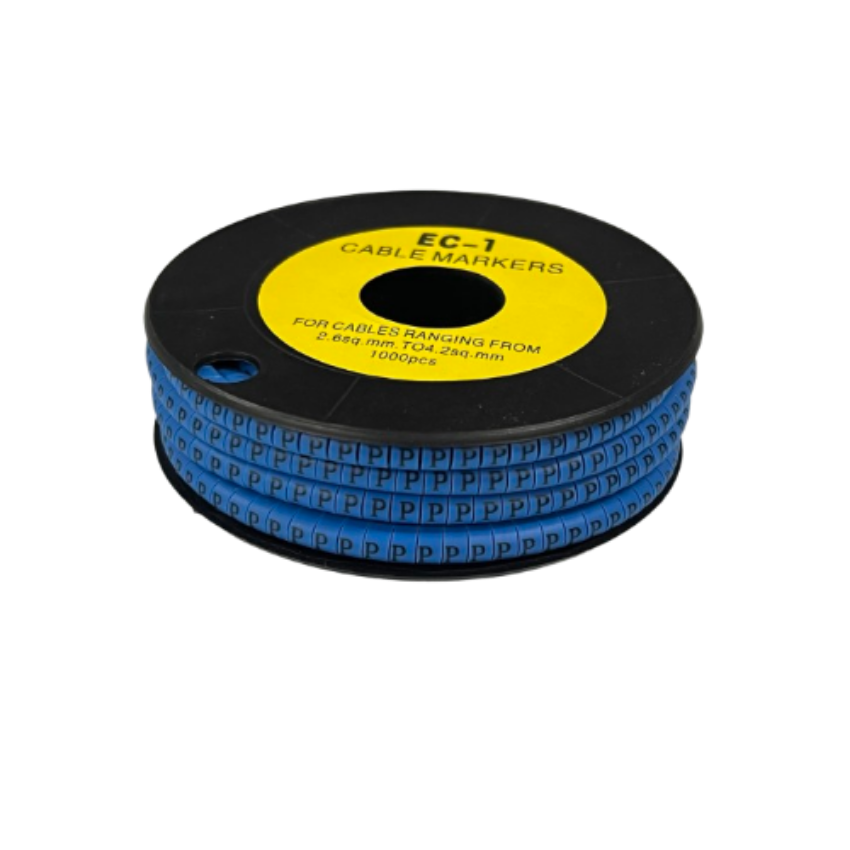 Grippes Cable Marker Blue - P for organizing cables from 2.6mm to 3.6mm, with 1000 pieces on a roll
