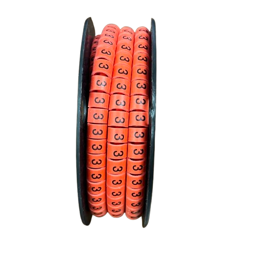 Cable Marker Red - 3 on a spool for organized cable management and easy identification