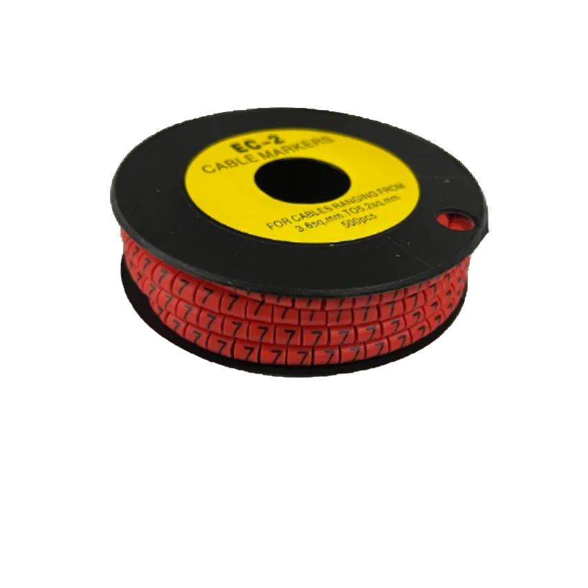 Grippes Cable Marker Red - 7 on a spool, ideal for organizing cables and ensuring easy identification