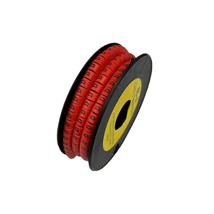 Grippes Cable Marker Red - D on a spool for organized cable management and easy identification