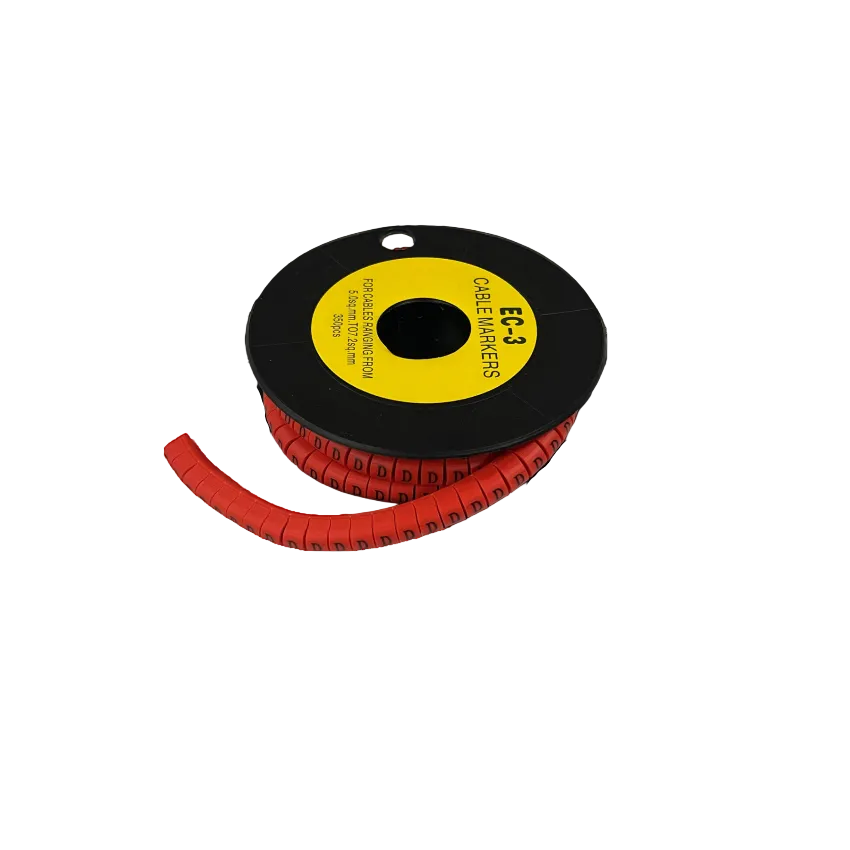 Grippes Cable Marker Red - D on a spool, ideal for organized cable management and labeling