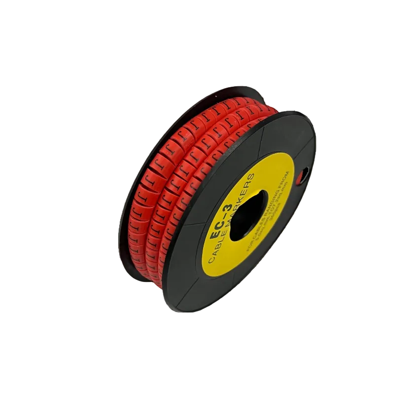 Grippes Cable Marker Red - J on a spool for organized cable management and easy identification