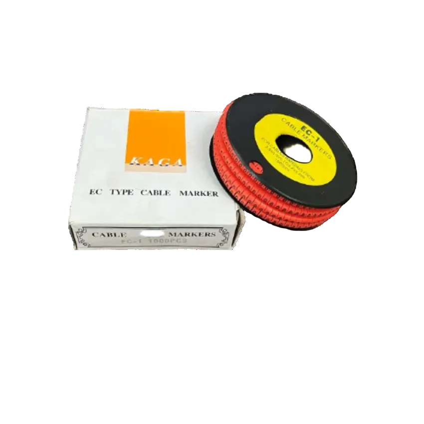 Grippes Cable Marker Red - O on a roll with packaging, ideal for organizing cables and wires