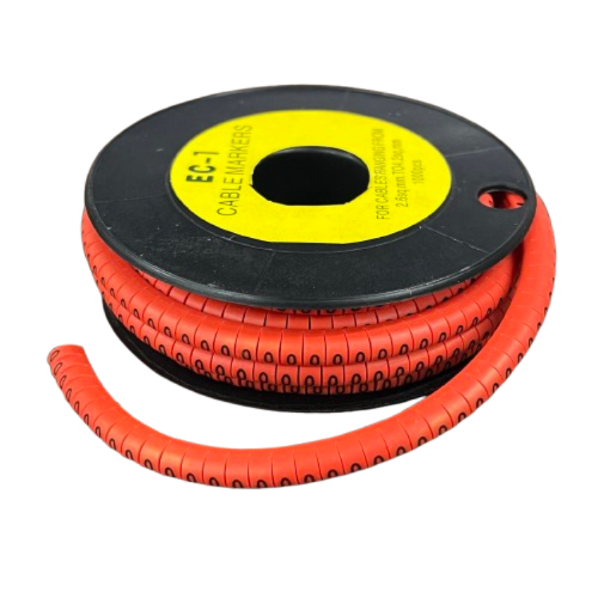 Grippes Cable Marker Red - O on a spool for organizing and labeling cables effectively