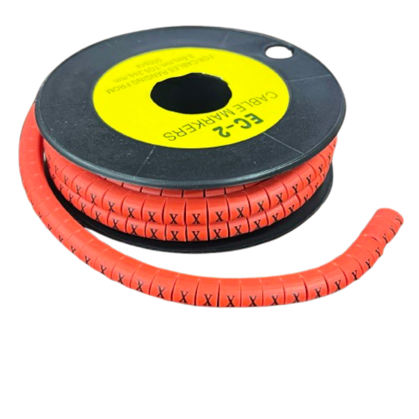 Grippes Cable Marker Red - X on a spool, ideal for organizing and labeling cables