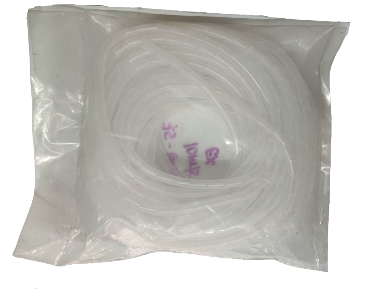Clear plastic cable wrap 10 meters length for cable management in sealed packaging