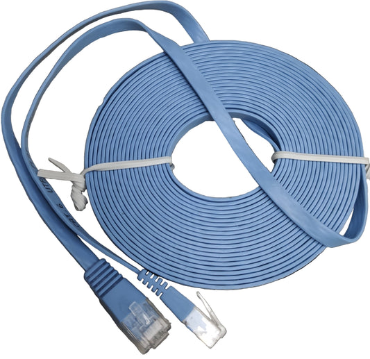 Blue CAT6 UTP Patch Cords 10 Meters flat network cable with RJ45 connectors from China