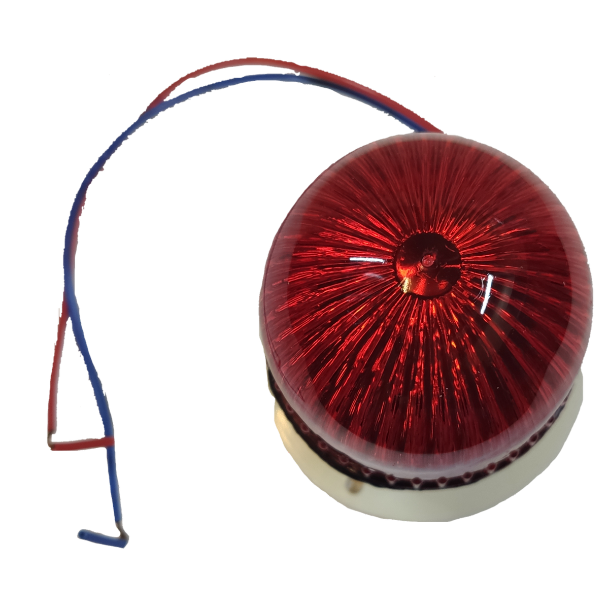Sub Zero blinking light xenon bulb with red lens and attached wiring for seasonal decorative use