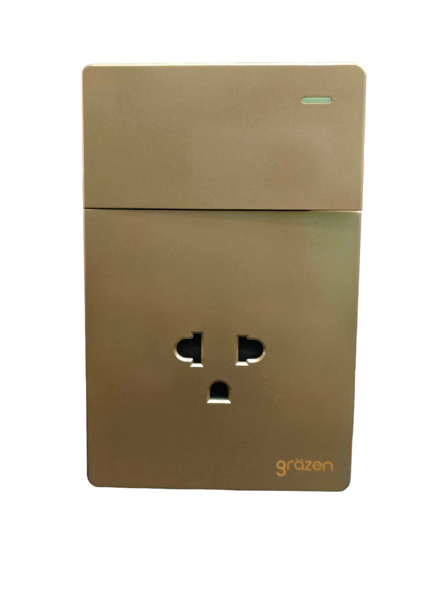 Grazen 2 Gang 1 Way Switch with Universal Outlet with Ground and Plate Cover 16A 220V GW-007