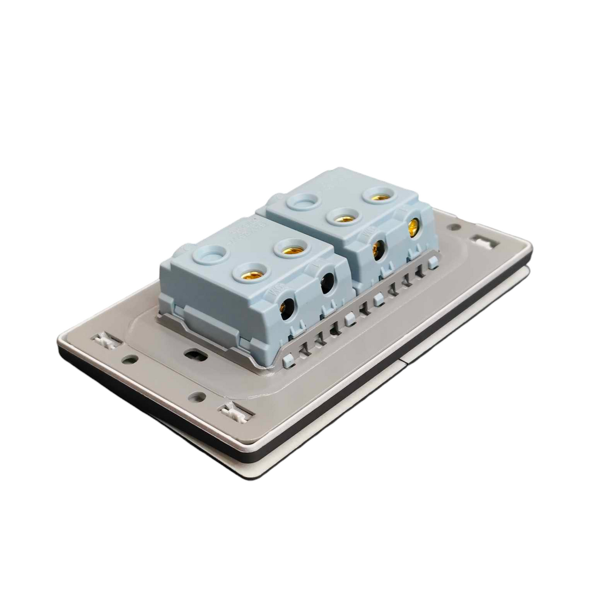 Grazen 2 Gang 1 Way Switch with Plate Cover 15A 220V Available in Grey, Black, White and Gold GW-003