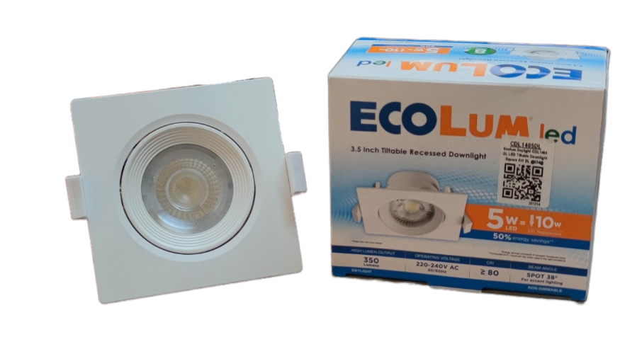 Ecolum 5W LED Tiltable Recessed Downlight Daylight 6500K 220V 3.5 Inches Tiltable Recessed