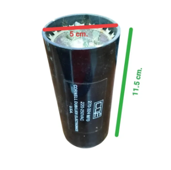 BMI Motor Starting Capacitor 270-324 UF black cylindrical electrical component with measurements