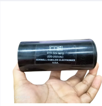 BMI Motor Starting Capacitor 270-324 UF black cylindrical electrical part held in hand