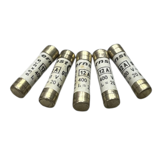 China made Ceramic Fuse 12A 400V 8x31mm electrical circuitry parts set of five