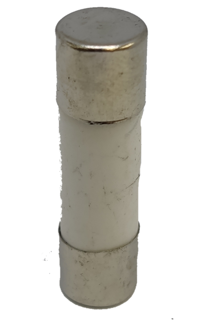 Ceramic Fuse 32A 500V 10x38mm electrical component with metal end caps on a white ceramic body