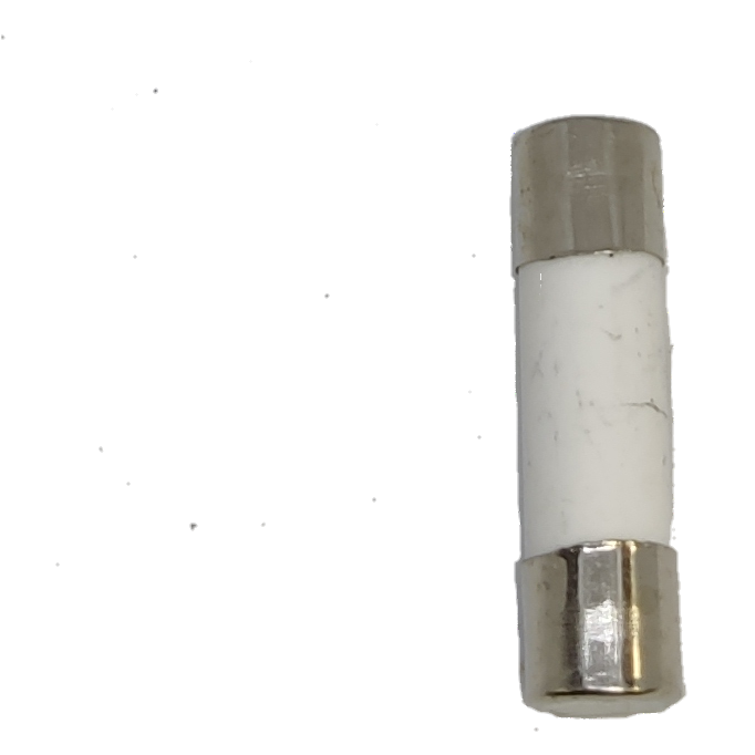 Ceramic Fuse 8A 10x38mm electrical component with metal caps for circuit protection