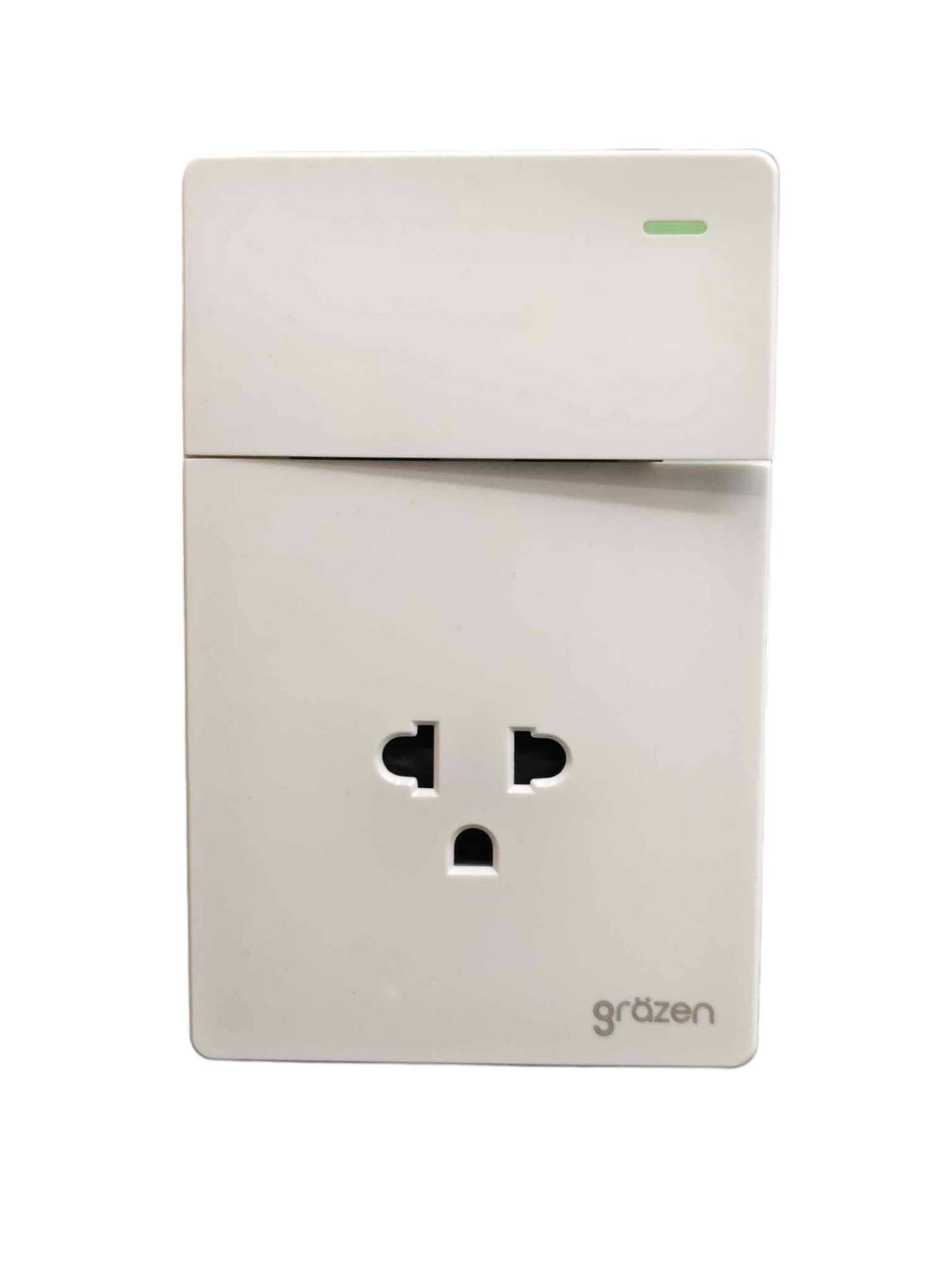 Grazen 2 Gang 1 Way Switch with Universal Outlet with Ground and Plate Cover 16A 220V GW-007