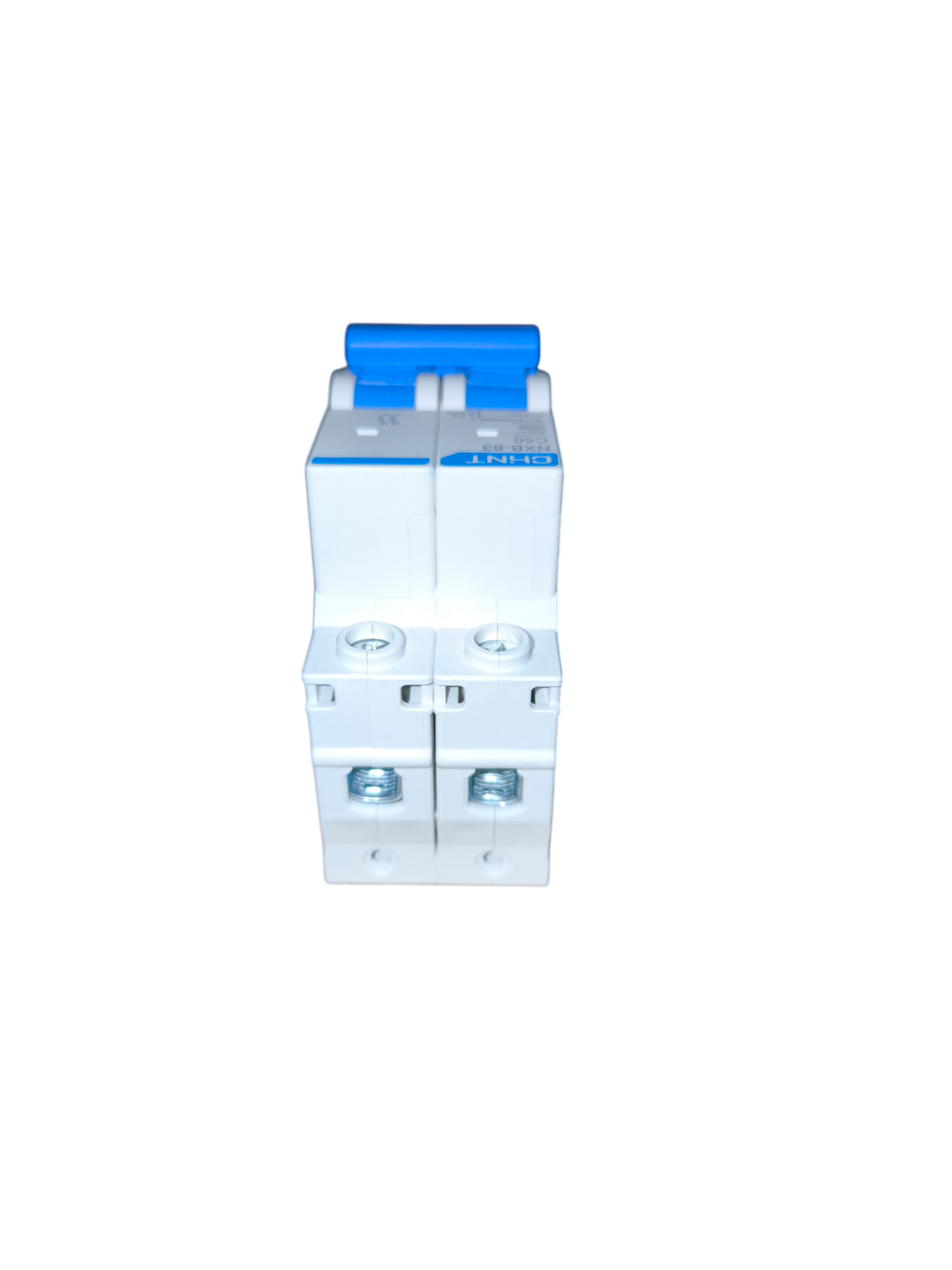 Chint 10A 2P Miniature Circuit Breaker 6KAIC with blue toggle switch and white casing