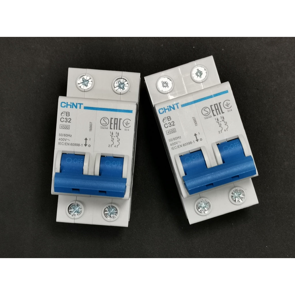 CHINT 32A 2Pole Miniature Circuit Breaker 4.5 KAIC 220V electrical parts with blue switches
