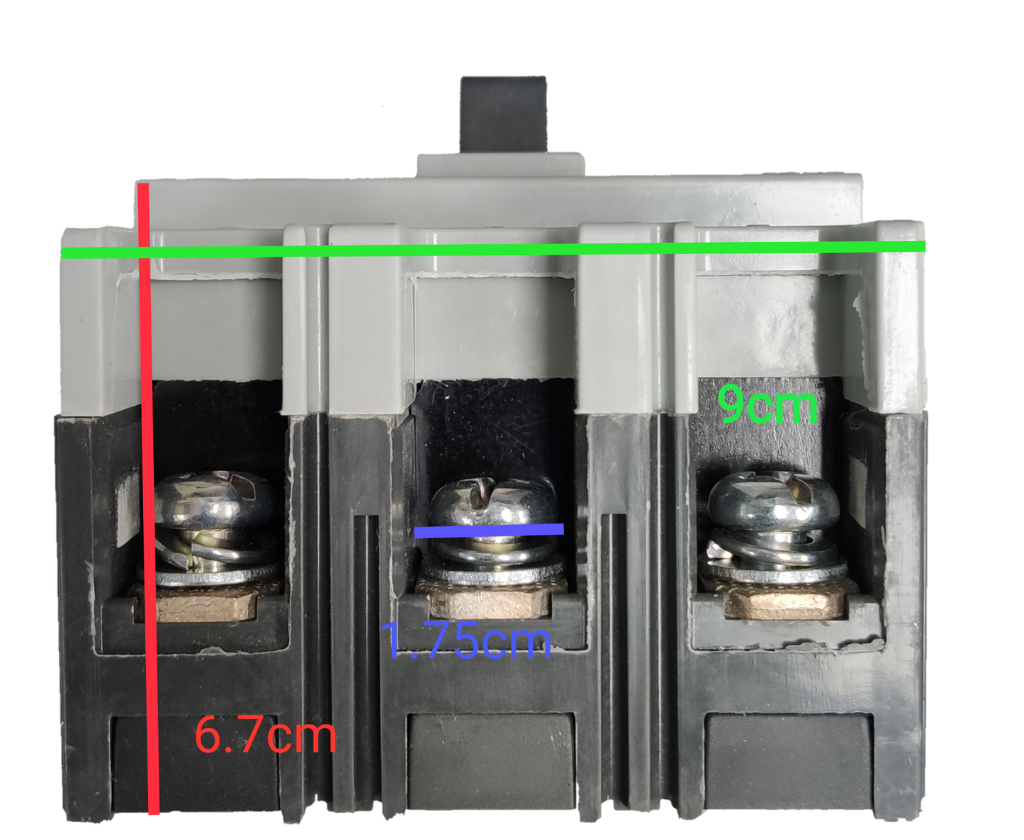 Chint 50A 3 Pole Industrial Circuit Breaker with black and gray casing and metal terminals