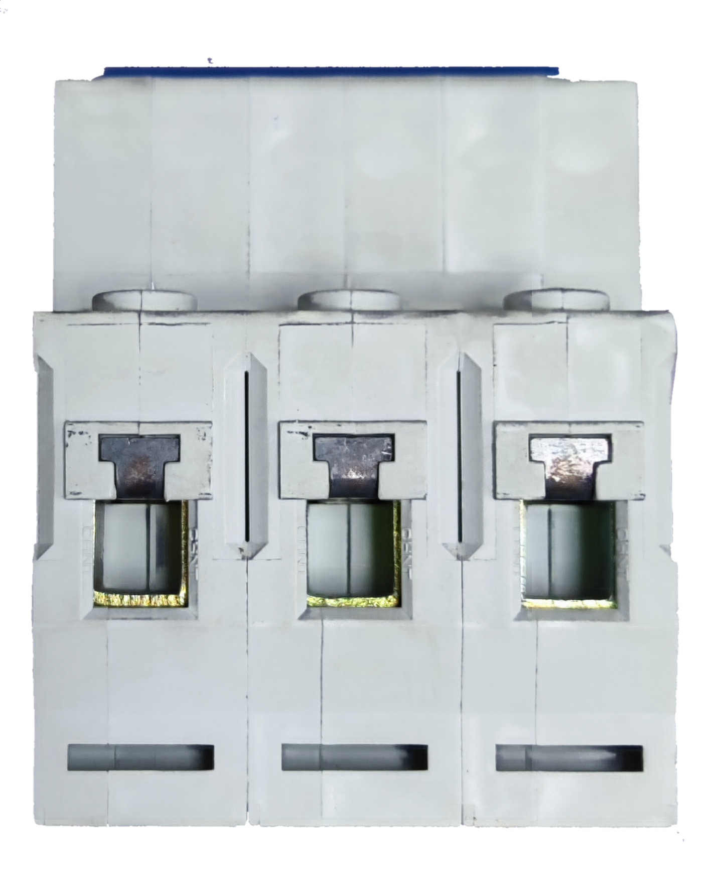 Chint 40A 3 pole circuit breaker. White three pole DIN rail mounted breaker for electrical panels