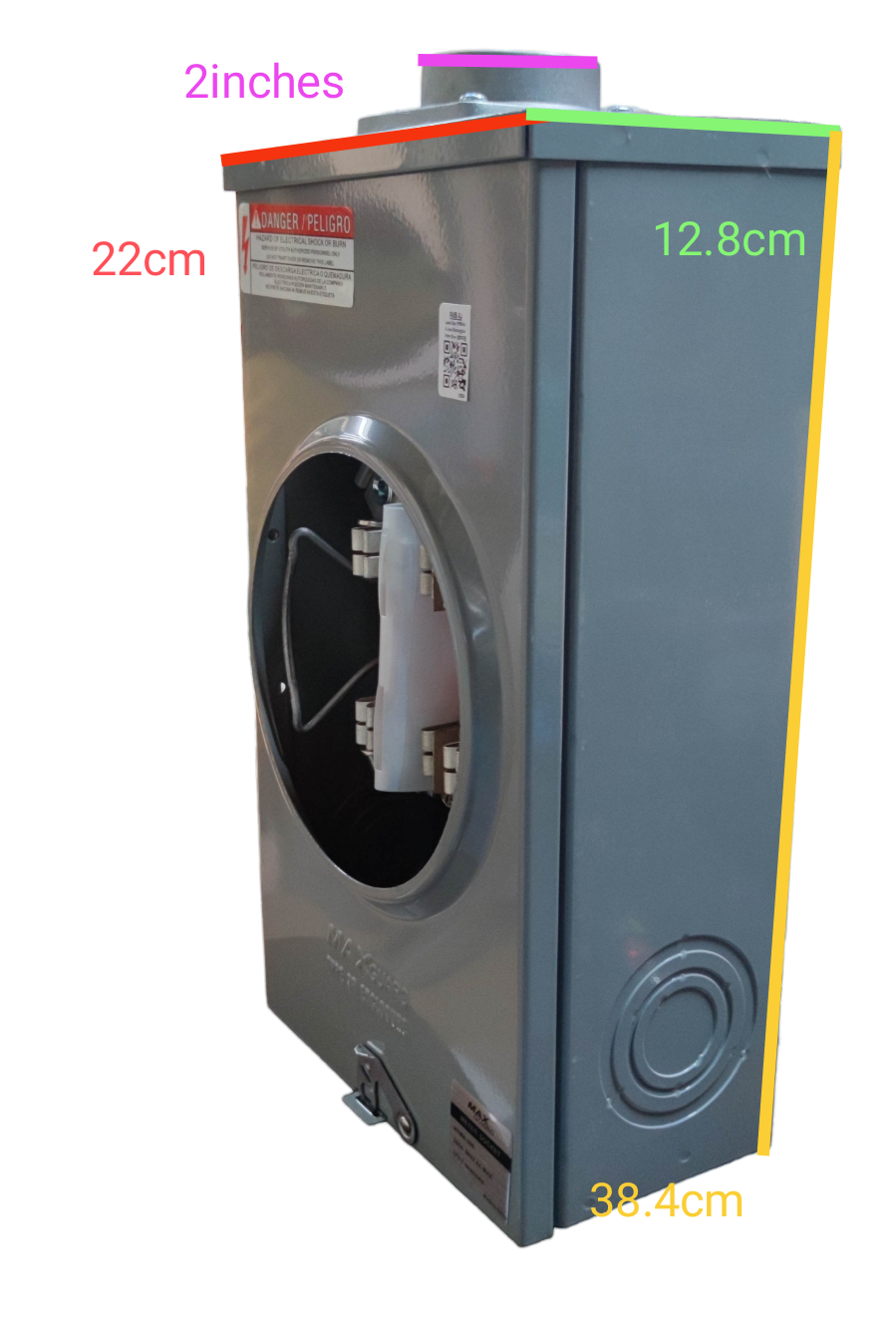 Cirtech KWH Meter Base 2 Inch gray electrical meter box with circular opening and metal construction