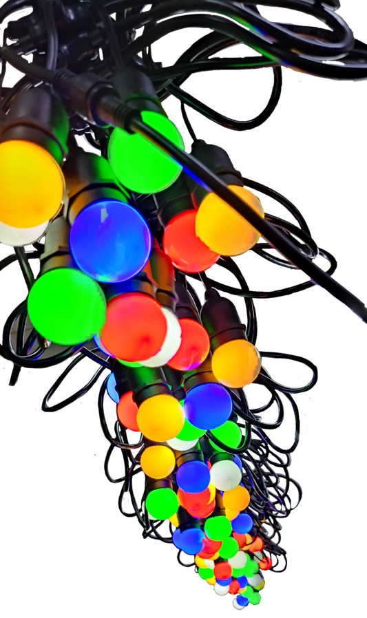 Biglite colorful E27 LED string lights 1W 50 meters for vibrant seasonal and decorative lighting
