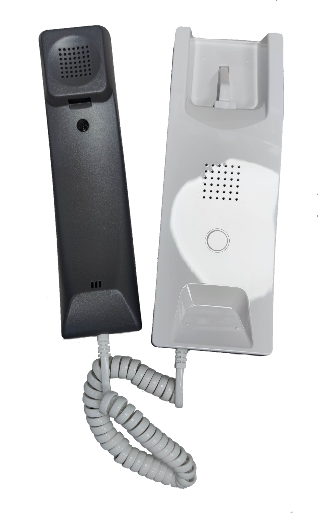 Commax Intercom Slave TP-S white wall mounted base with black handset and coiled cord for security systems