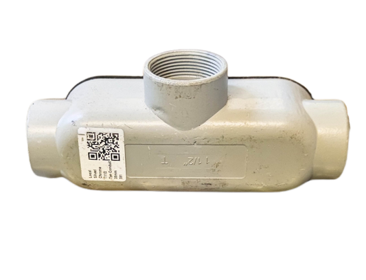 Local vendor conduit bodies threaded tee type electrical circuitry part in metallic finish