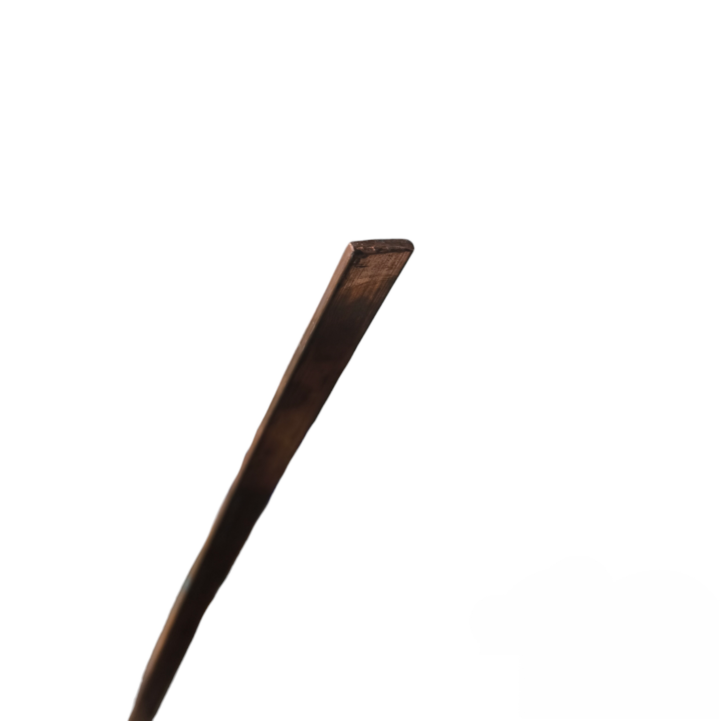 Copper bus bar 3mm thick Assorted Length shown at an angle with smooth edges for electrical applications
