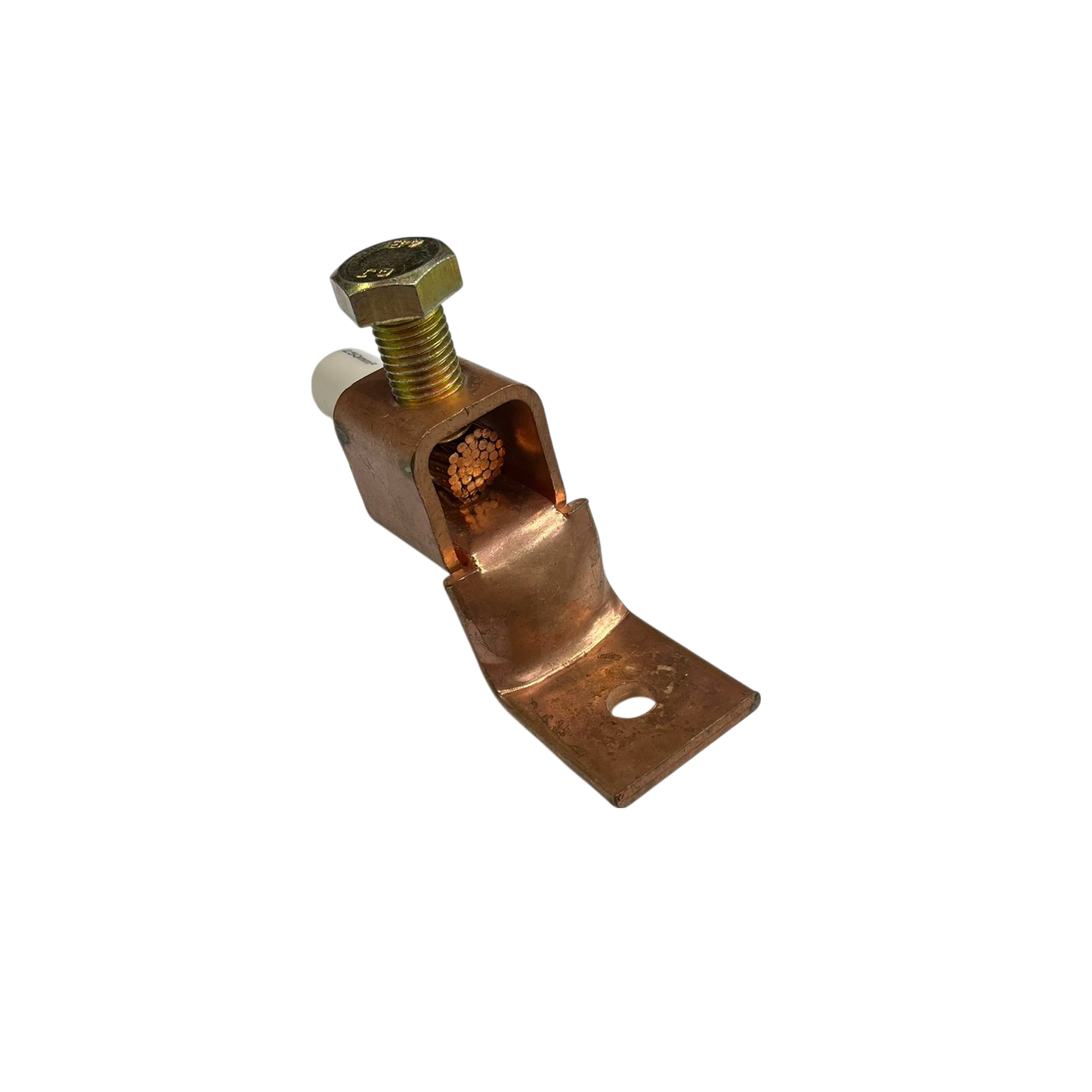 Close-up of solderless terminal lugs 380mm - 500mm copper electrical connector with bolt