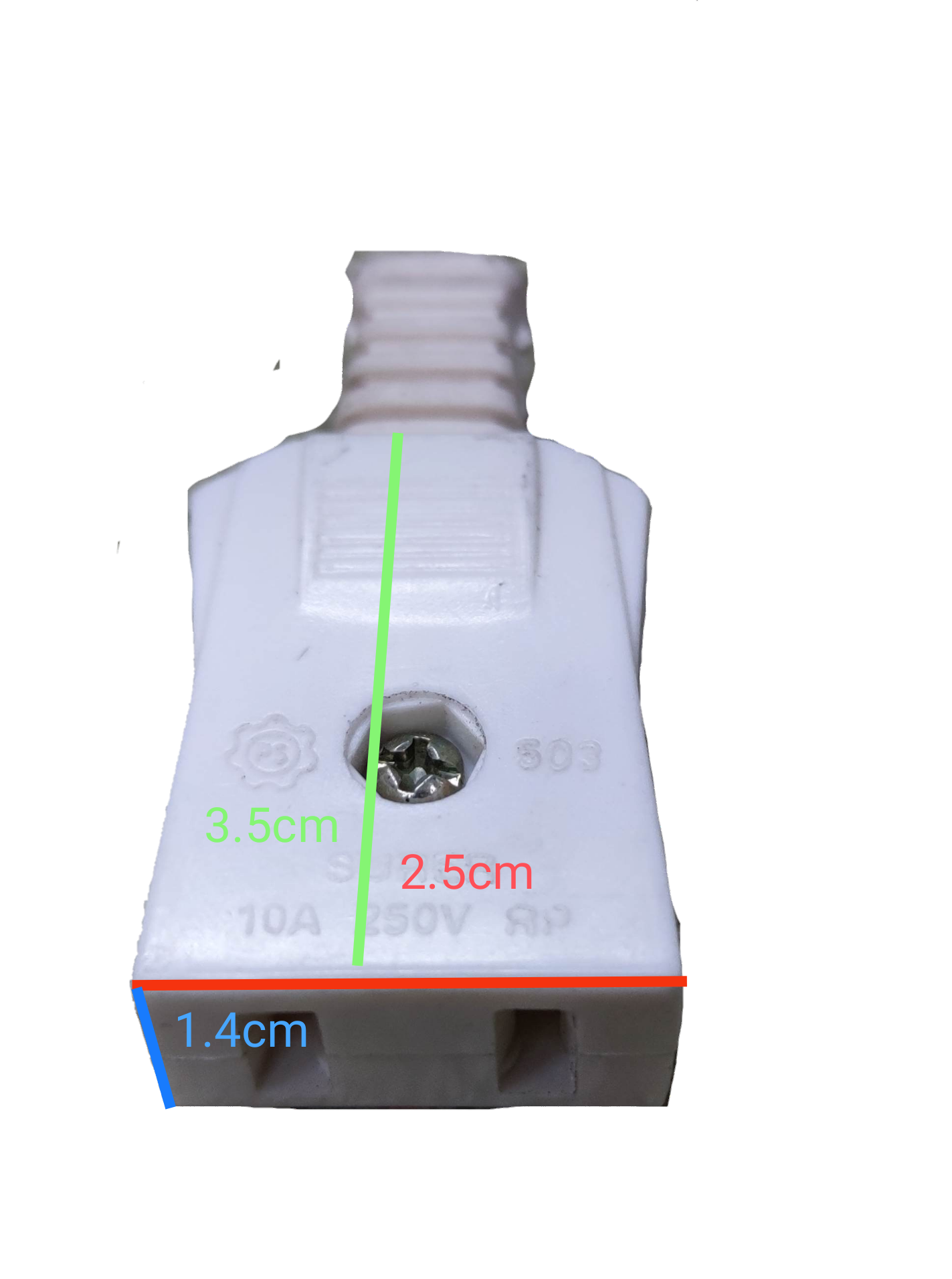 Surer Cord Connector Outlet 10A 250V Flat Pin white power plug with screw terminal