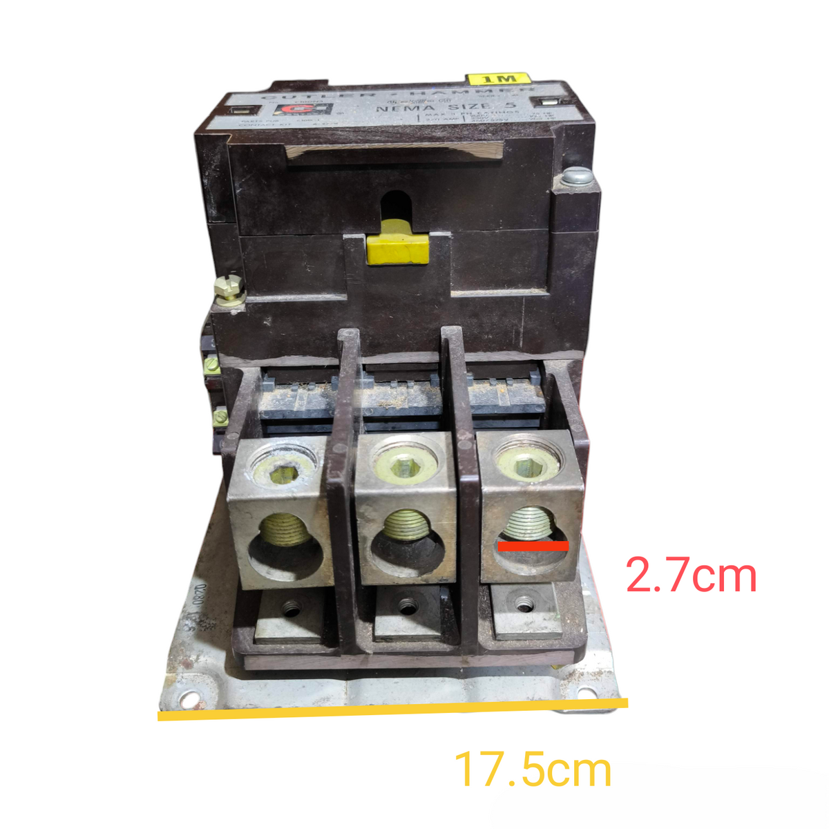 Cutler Hammer Magnetic Contactor 270A with three terminal connections and compact design