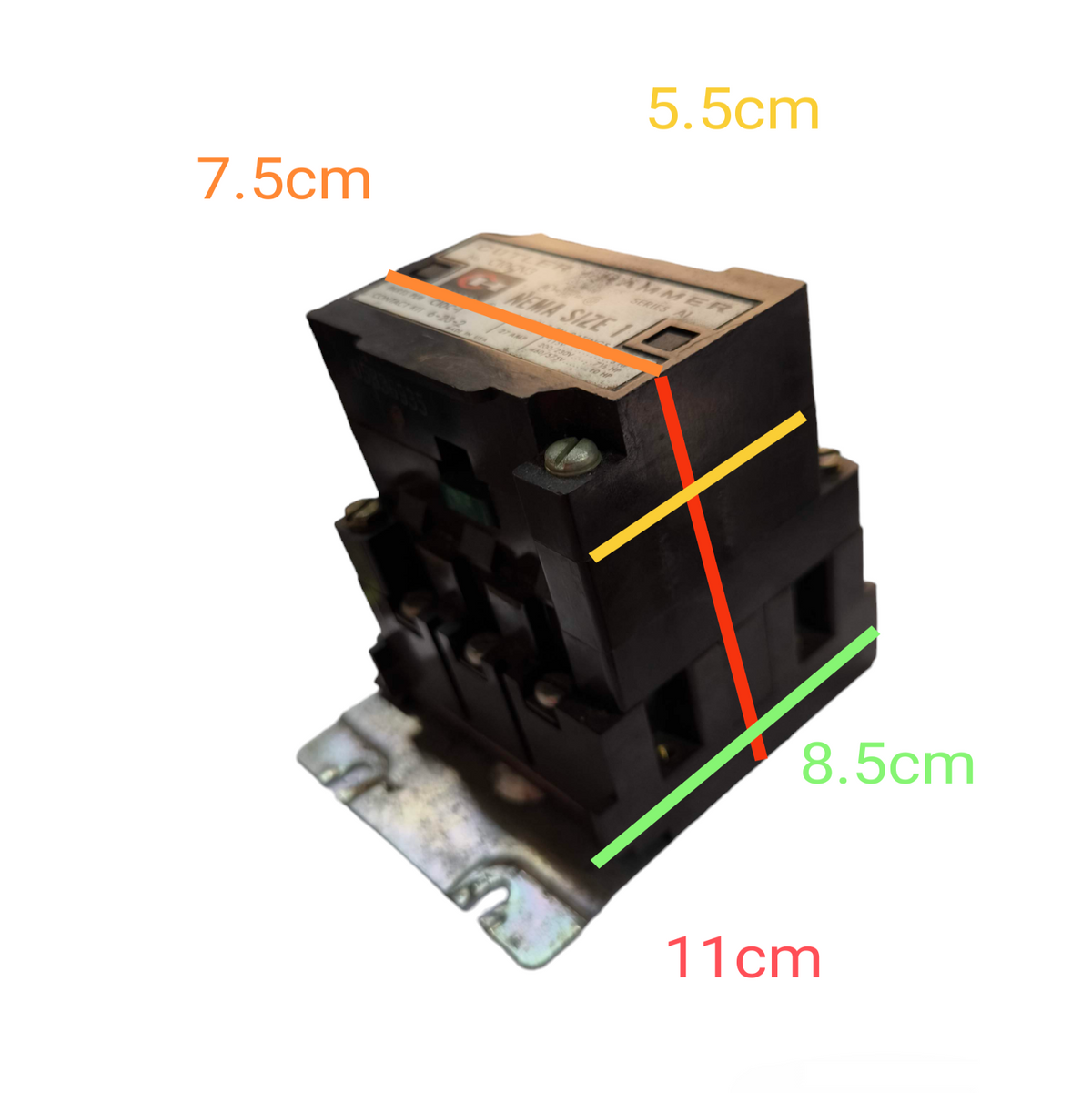 Cutler Hamer Magnetic Contactor 27A 220V with black casing and metal mounting base