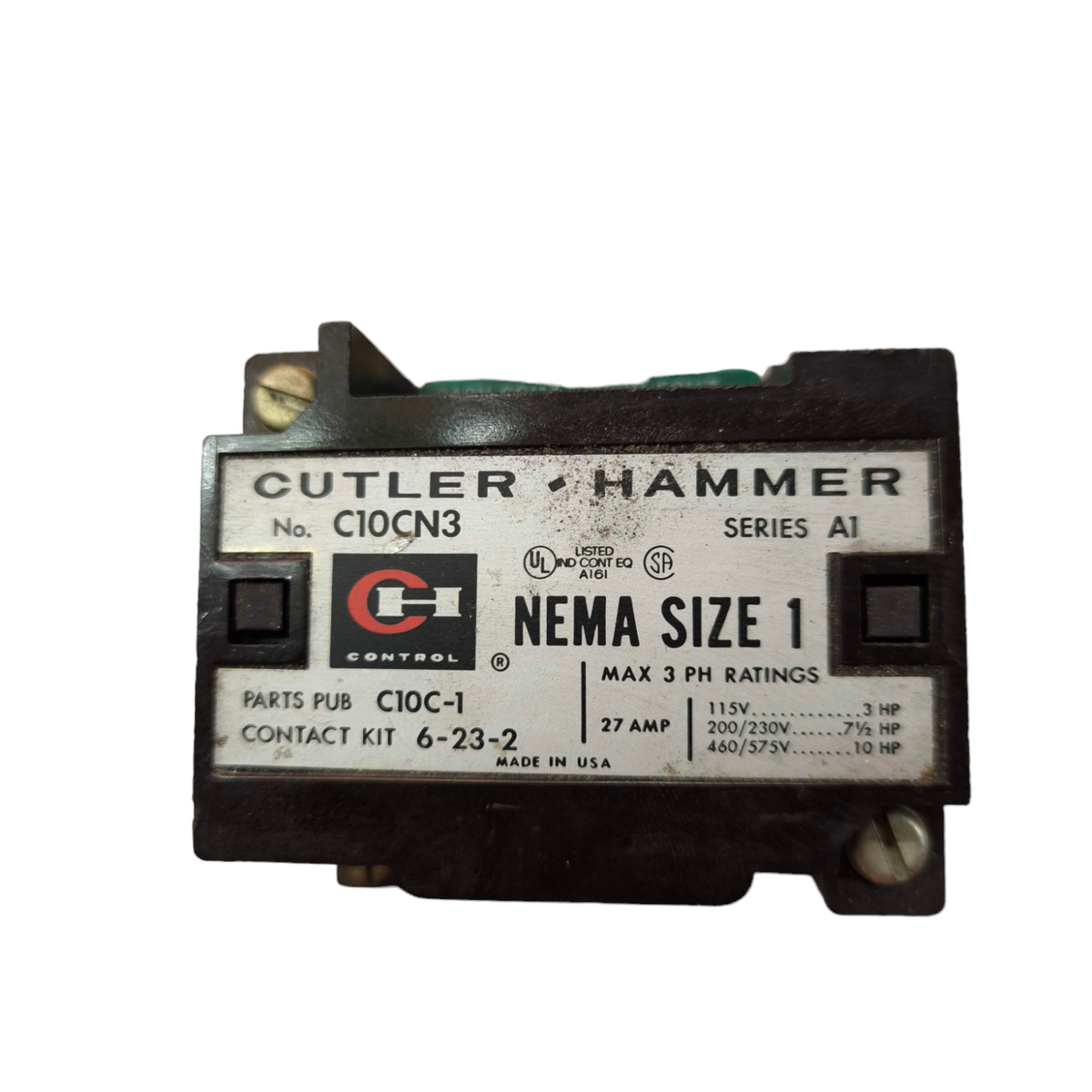 Cutler Hamer Magnetic Contactor 27A 220V NEMA Size 1 electrical component for power control
