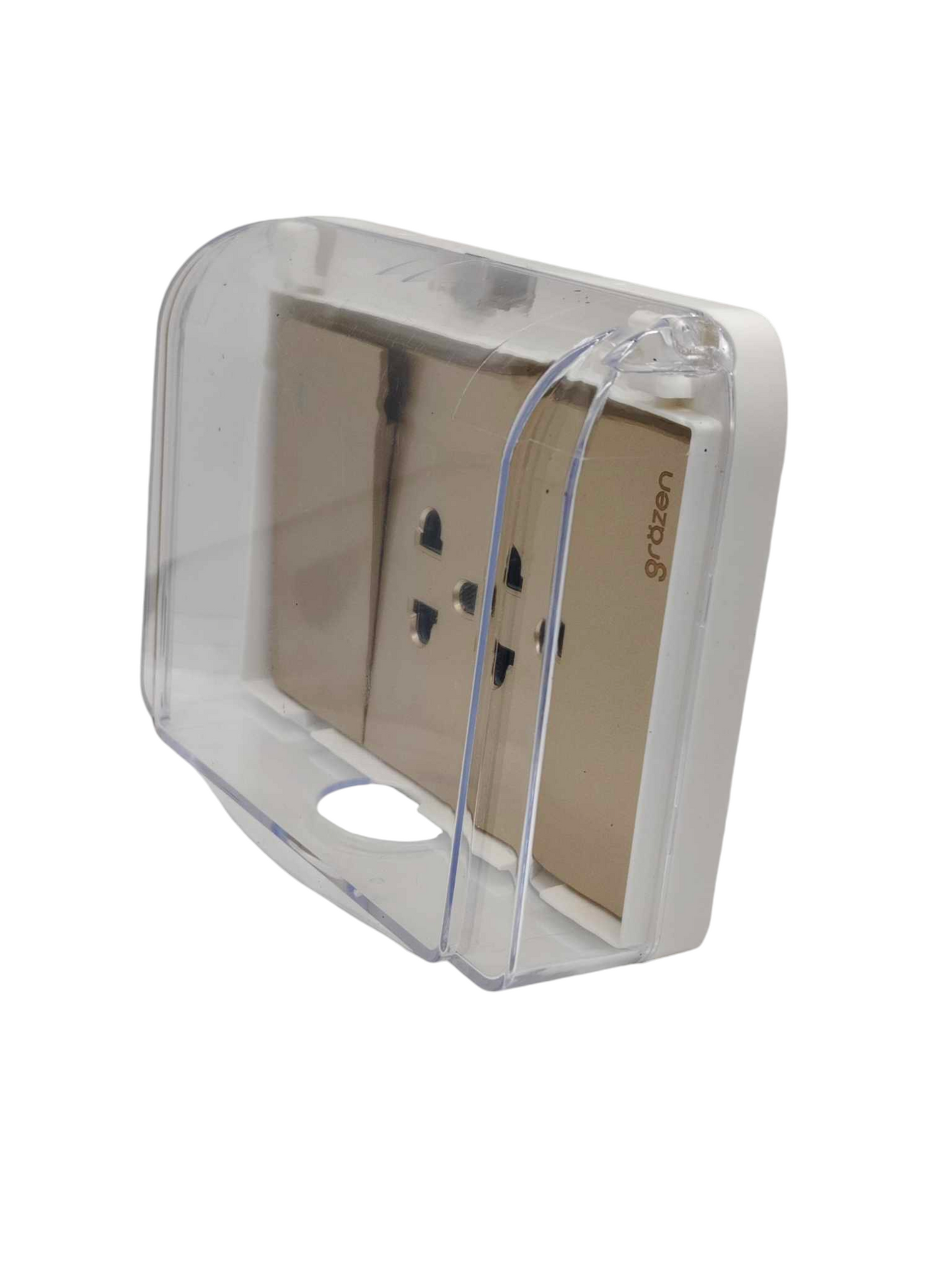 Grazen Weatherproof Cover with 1 Gang 1 Way Device with 2 Gang Universal Outlet with Ground 16A 220V WC-019-W+GW-008