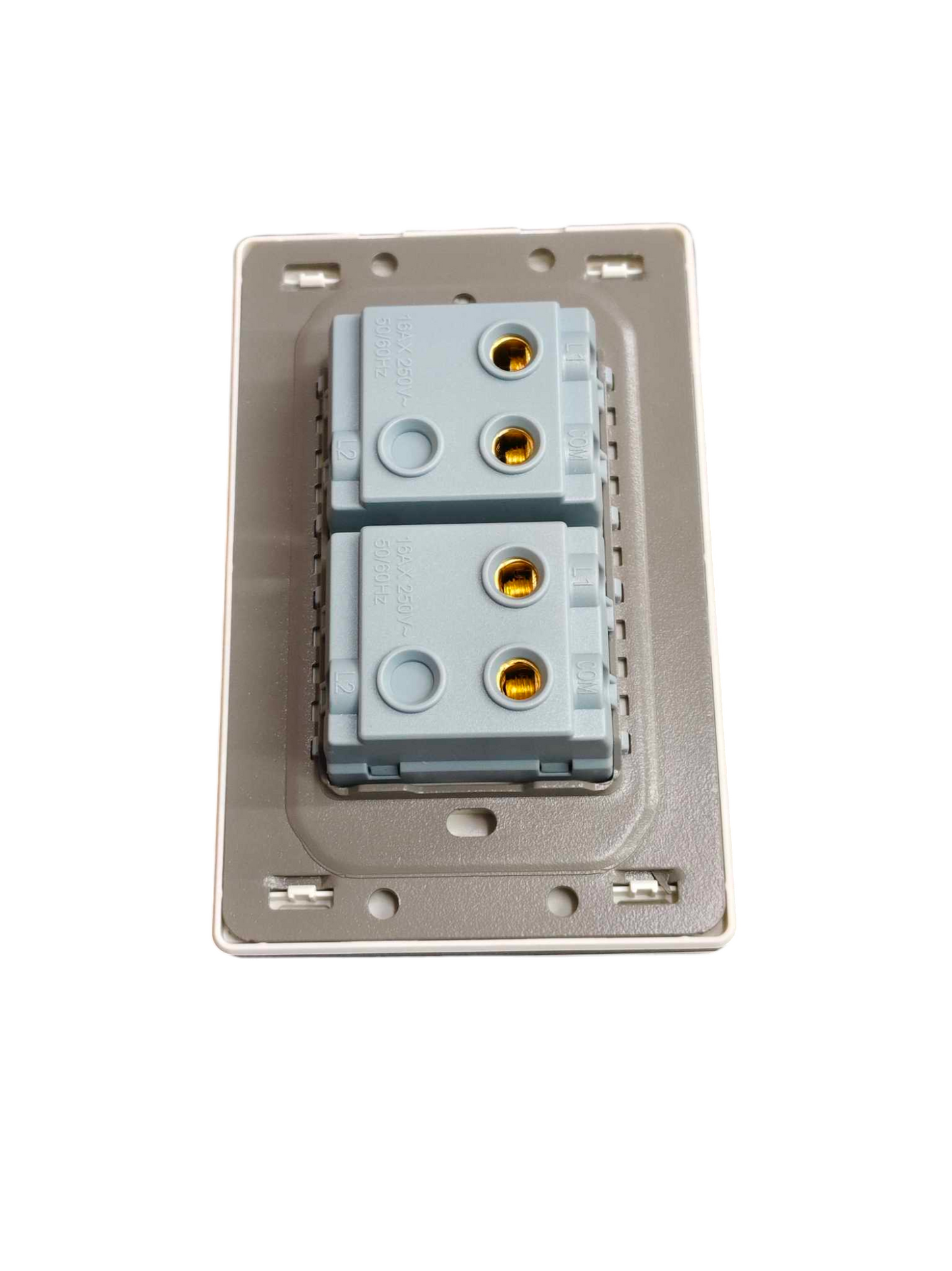 Grazen 2 Gang 1 Way Switch with Plate Cover 15A 220V Available in Grey, Black, White and Gold GW-003