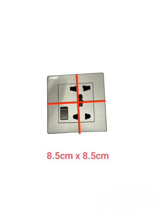 Opple Duplex Universal Outlet with Ground with Switch Control Square Type Gray with Plate Cover 16A 220VF021681A