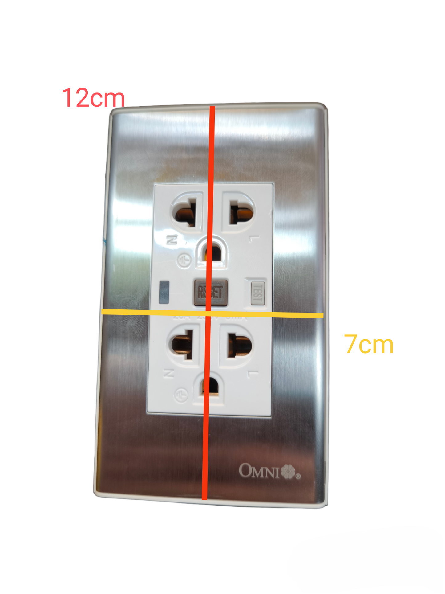 GFCI Duplex Outlet 20A 250V with Stainless Plate Cover ( Royu/Omni) WWP-113S+WD933