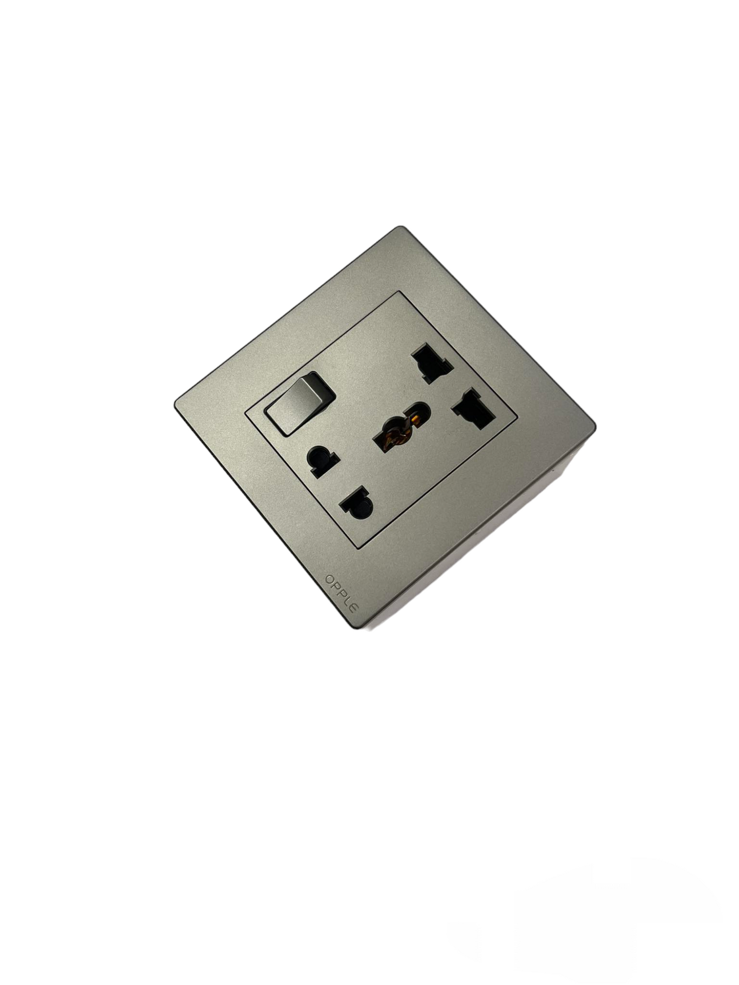 Opple Duplex Universal Outlet with Ground with Switch Control Square Type Gray with Plate Cover 16A 220VF021681A