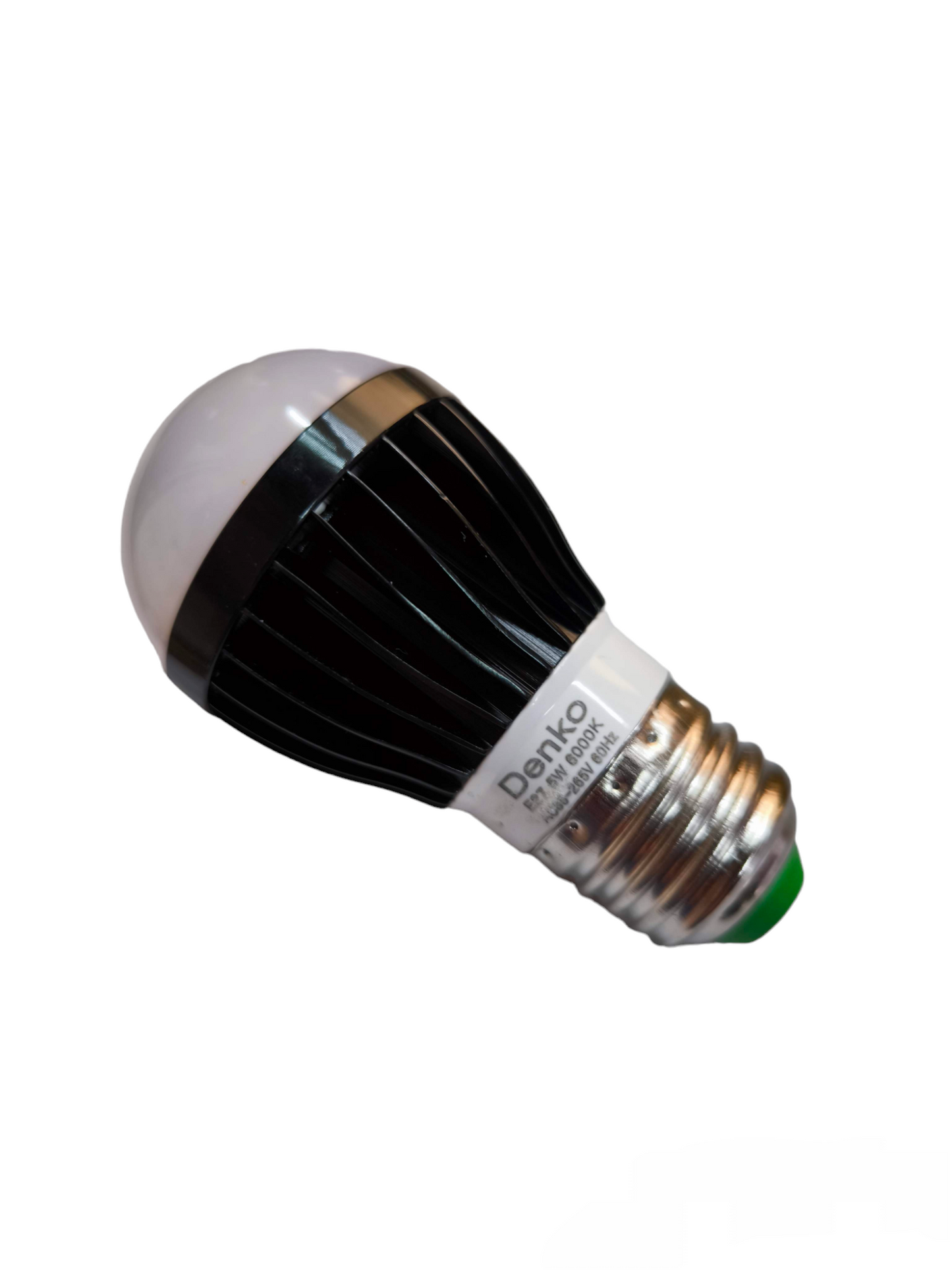 Denko 5W LED bulb E27 220V with black heat sink and silver screw base energy-saving light bulb