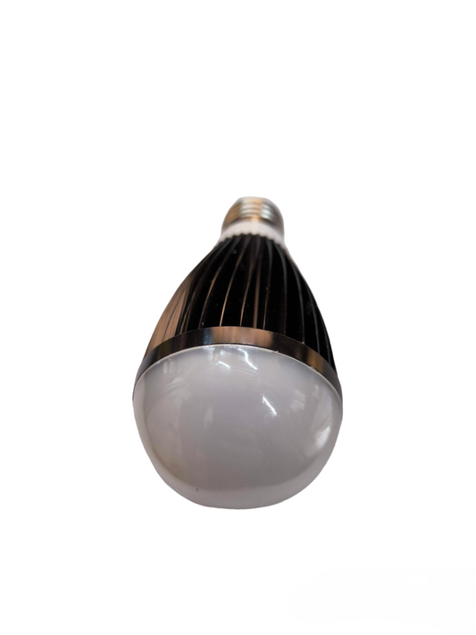 Denko 9W LED industrial bulb with black heat sink and frosted diffuser for efficient lighting