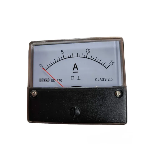 Denko DC Ampere Panel Meter 60mm x 70mm with analog display and black casing